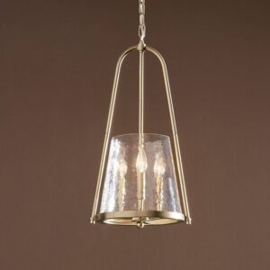 KICHLER Nerine 3-Light Foyer Pendant with Hammered Glass in Champagne Bronze