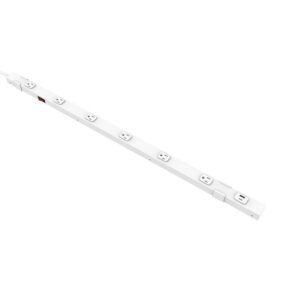 Commercial Electric 6 ft 6-Outlet Power Strip 1 USB-A 1 USB-C White
