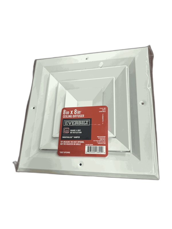 Everbilt 8 in. x 8 in. 4-Way Aluminum Square Ceiling Diffuser in White - Image 3