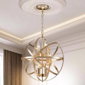 GoYeel 6-Lights Gold Candle Orb Chandelier Metal Shade