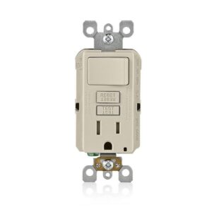 Leviton 15-Amp Smartlockpro GFCI Outlet & Switch, Light Almond GFSW1-T