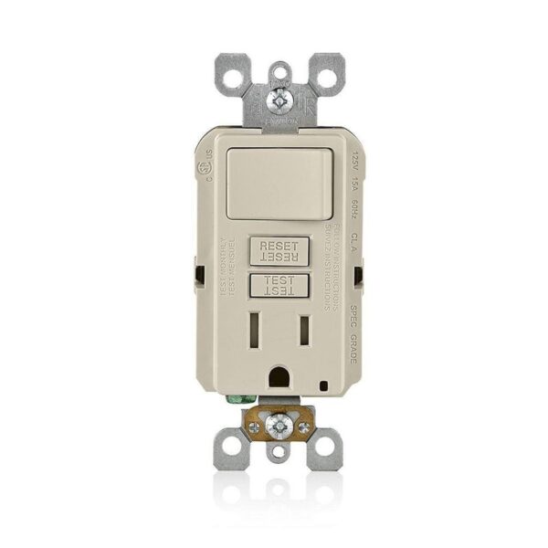 Leviton 15-Amp Smartlockpro GFCI Outlet & Switch, Light Almond GFSW1-T