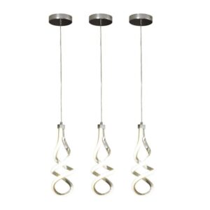 3-Piece 14W Modern Dimmable LED Silver Island Mini Pendant Light with PC Shade