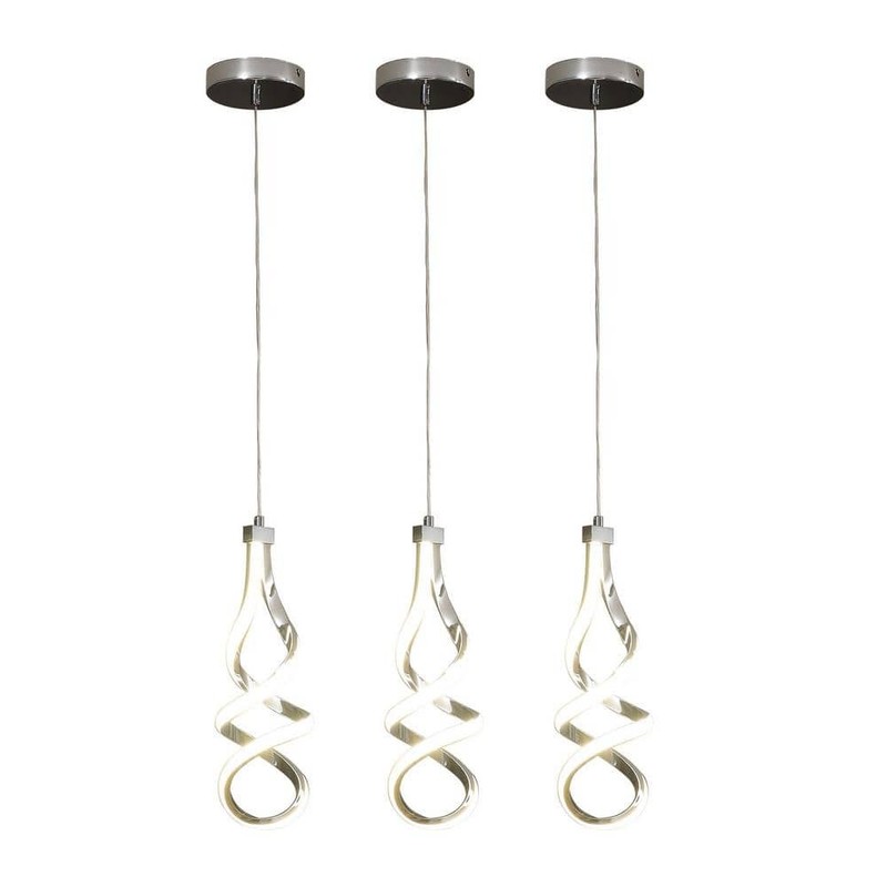 3-Piece 14W Modern Dimmable LED Silver Island Mini Pendant Light with PC Shade