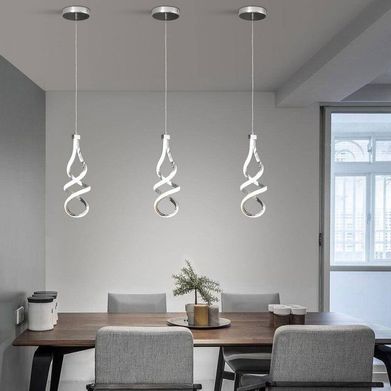 3-Piece 14W Modern Dimmable LED Silver Island Mini Pendant Light with PC Shade - Image 3