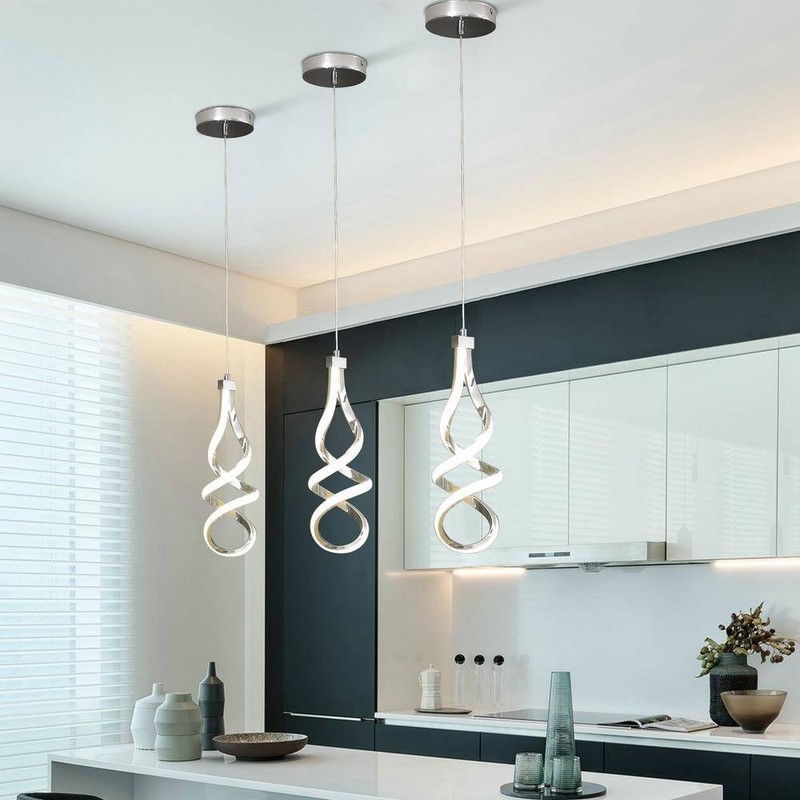 3-Piece 14W Modern Dimmable LED Silver Island Mini Pendant Light with PC Shade - Image 6