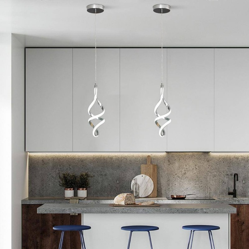 3-Piece 14W Modern Dimmable LED Silver Island Mini Pendant Light with PC Shade - Image 9