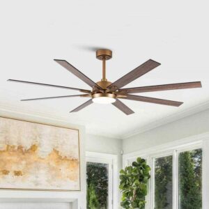 Matrix Decor 65" Gold LED Ceiling Fan with Light & Remote, Reversible Blades