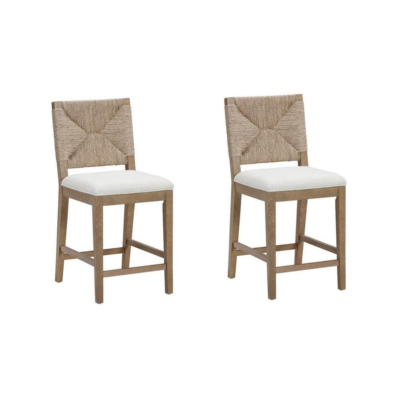 Nathan James Beacon 24" Boucle Wood Counter Height Bar Stool, Cream/Brown, 2 pcs - Image 584