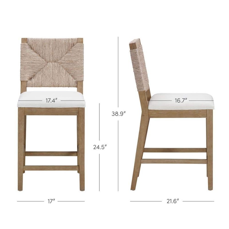Nathan James Beacon 24" Boucle Wood Counter Height Bar Stool, Cream/Brown, 2 pcs - Image 583