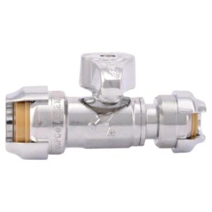 SharkBite 1/2" x 1/4" Push-to-Connect Chrome-Plated Brass Stop Valve