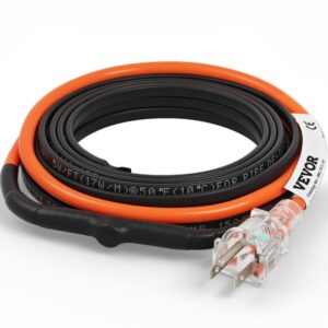 VEVOR 18 ft Pipe Heat Cable 5W/ft Self-Regulating IP68 110V with Thermostat