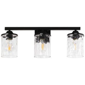 Briignite 24" 3-Light Matte Black Vanity Light, Clear Glass, 60W Dimmable