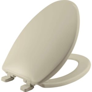 BEMIS Kimball Elongated Soft-Close Never-Loosens Plastic Toilet Seat in Bone