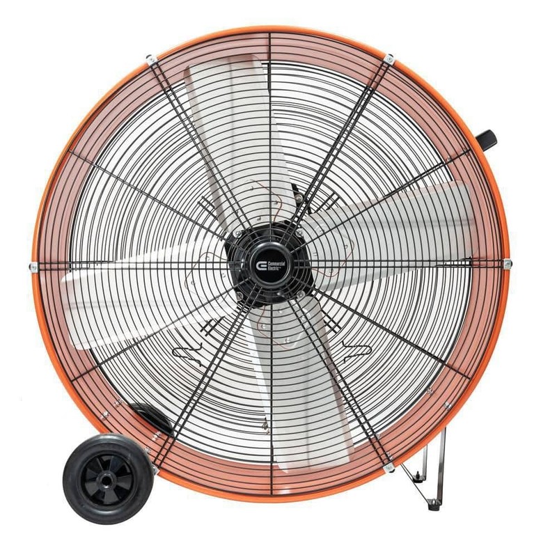 Commercial Electric 30 in. 2-Speed Heavy Duty Drum Fan in Orange with Wheels