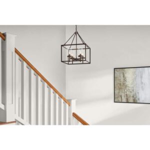 Hampton Bay Lainey 4-Light Bronze Chandelier Clear Glass Shades