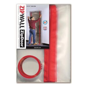 ZipWall ZDS ZipDoor Standard Door Kit 4x7.5 ft w/ Tape & Hooks Clear