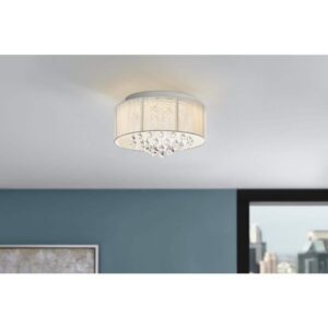 Home Decorators Flenniken 15 in. LED Chrome Crystal Flush Mount Ceiling Light
