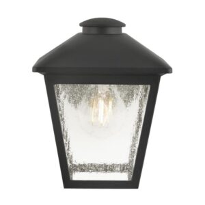 Hampton Bay Malena 7.83" 1-Light Black Outdoor Wall Lantern Sconce Clear Glass