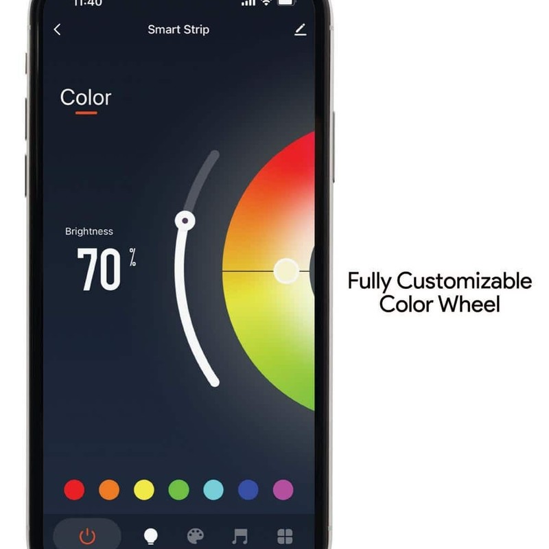 Tzumi Aura LED 60W Smart 16 ft. Plug-In Wi-Fi Color Changing Rope Light - Image 4