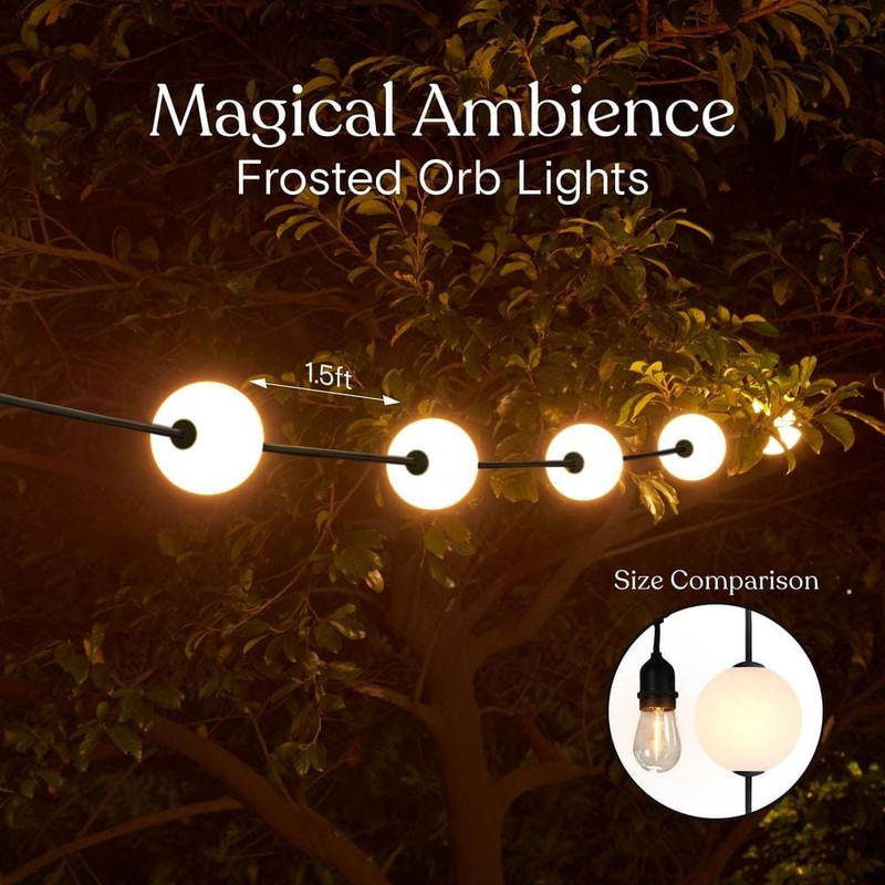 Brightech Ambience Pro 10-Light 28 ft. 1W 2500K Warm White LED String Lights - Image 2
