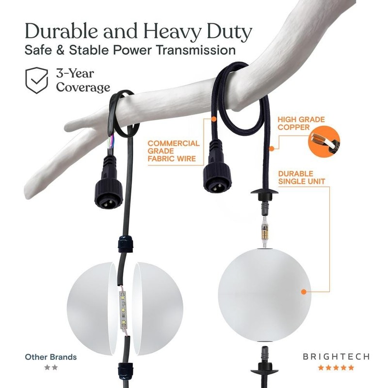 Brightech Ambience Pro 10-Light 28 ft. 1W 2500K Warm White LED String Lights - Image 4