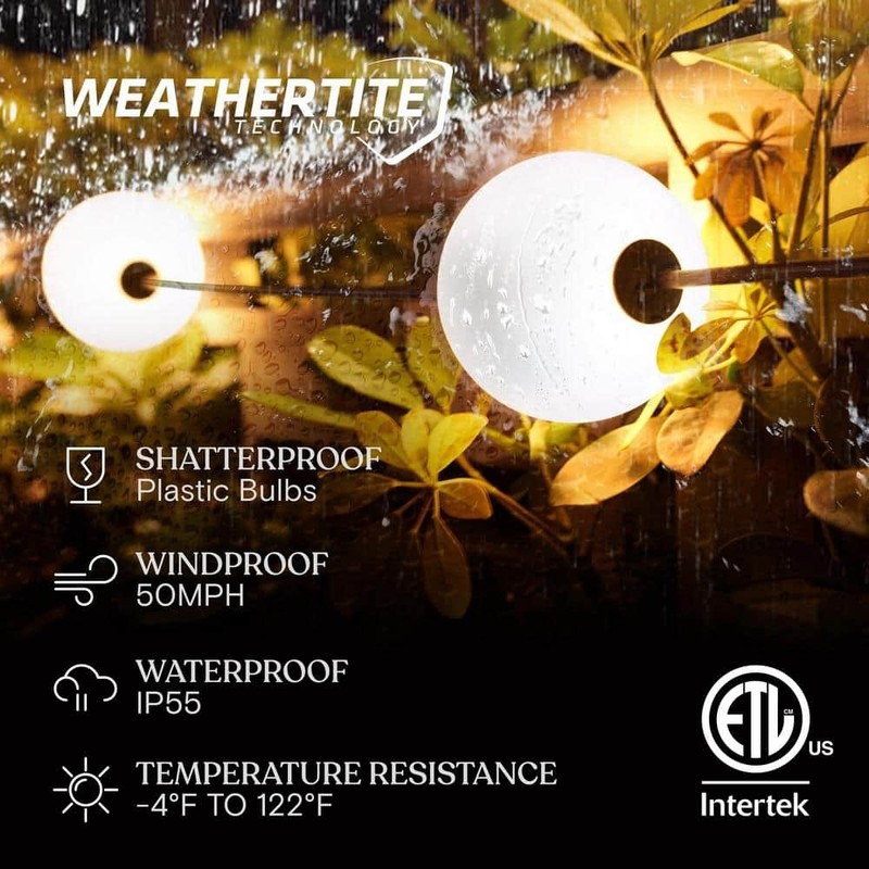 Brightech Ambience Pro 10-Light 28 ft. 1W 2500K Warm White LED String Lights - Image 8