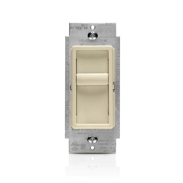 Leviton SureSlide Dimmer Switch Dimmable LED Halogen Incandescent - Light Almond