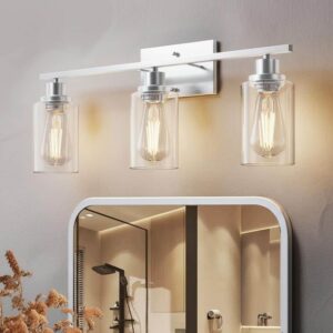 YANSUN 24 in. 3-Light Industrial Brushed Nickel Bathroom Vanity Light Fixture