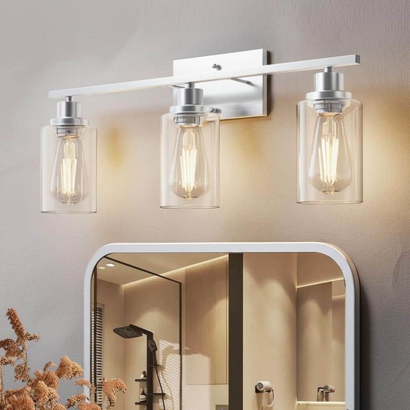 YANSUN 24 in. 3-Light Industrial Brushed Nickel Bathroom Vanity Light Fixture