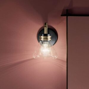 KICHLER Farum 9.5 in. 1-Light Wall Sconce with Clear Glass in Black