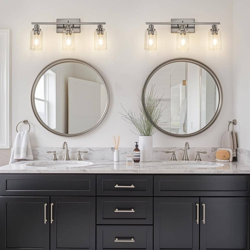 YANSUN 24 in. 3-Light Industrial Brushed Nickel Bathroom Vanity Light Fixture - Image 2