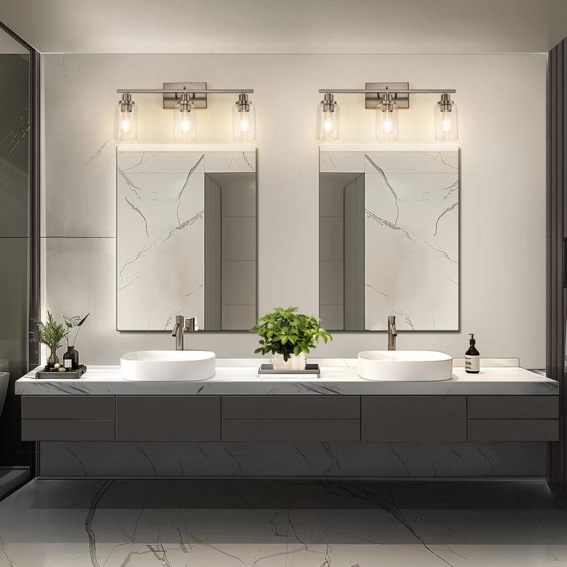 YANSUN 24 in. 3-Light Industrial Brushed Nickel Bathroom Vanity Light Fixture - Image 7