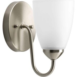 Progress Lighting 1-Light Brushed Nickel Etched Glass Bath Vanity Light