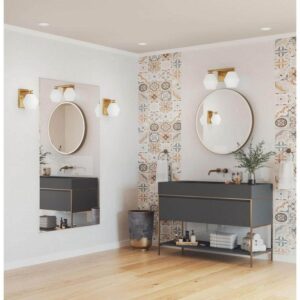 Progress Lighting 15 in. 2-Light Brushed Gold Vanity Light Etched Opal Glass