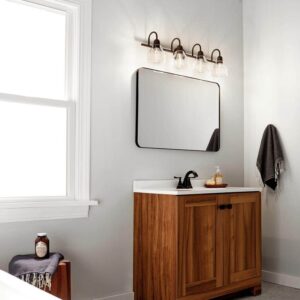 KICHLER Avery 33.25" 4-Light Olde Bronze Bathroom Vanity Light Clear Glass
