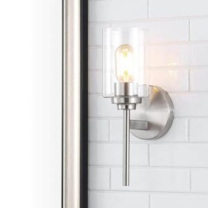 JONATHAN Y Juno 13" 1-Light Nickel Iron Cylinder LED Wall Sconce Vanity Light