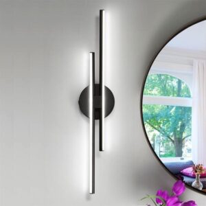 EDISLIVE Bourget 23.6" 2-Light Black LED Vanity Light Bar 6000K Bathroom Bedroom