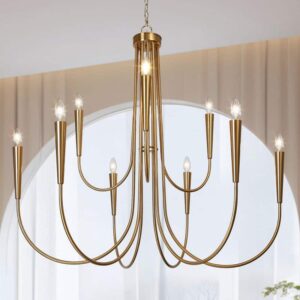 LNC 41" 9-Light Brass 2-Tier Candlestick Chandelier Classic for Dining Room