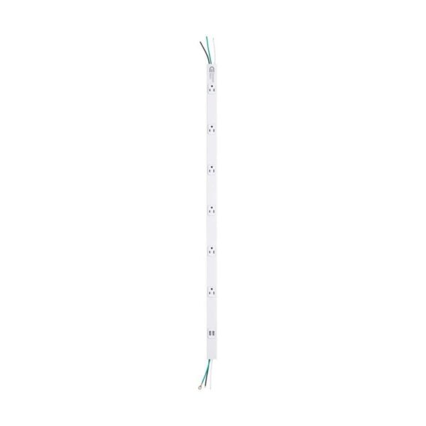 Commercial Electric Cordless 6-Outlet Power Strip with 2 USB-A Ports, White