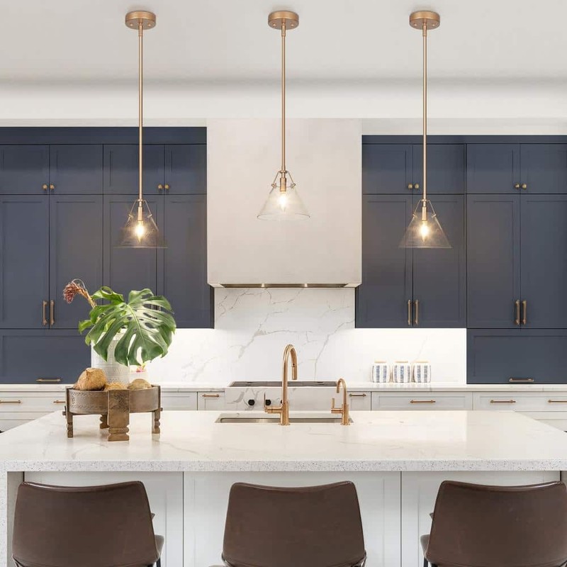 Uolfin Modern Mini Pendant Light, 1-Light Gold Pendant with Seeded Glass Shade - Image 3