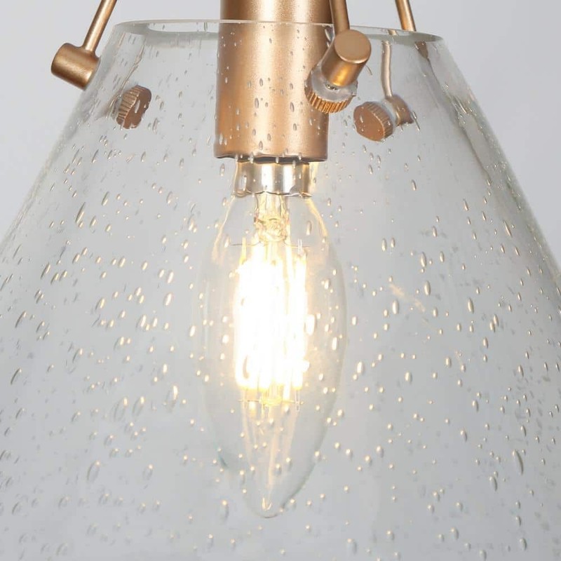 Uolfin Modern Mini Pendant Light, 1-Light Gold Pendant with Seeded Glass Shade - Image 5