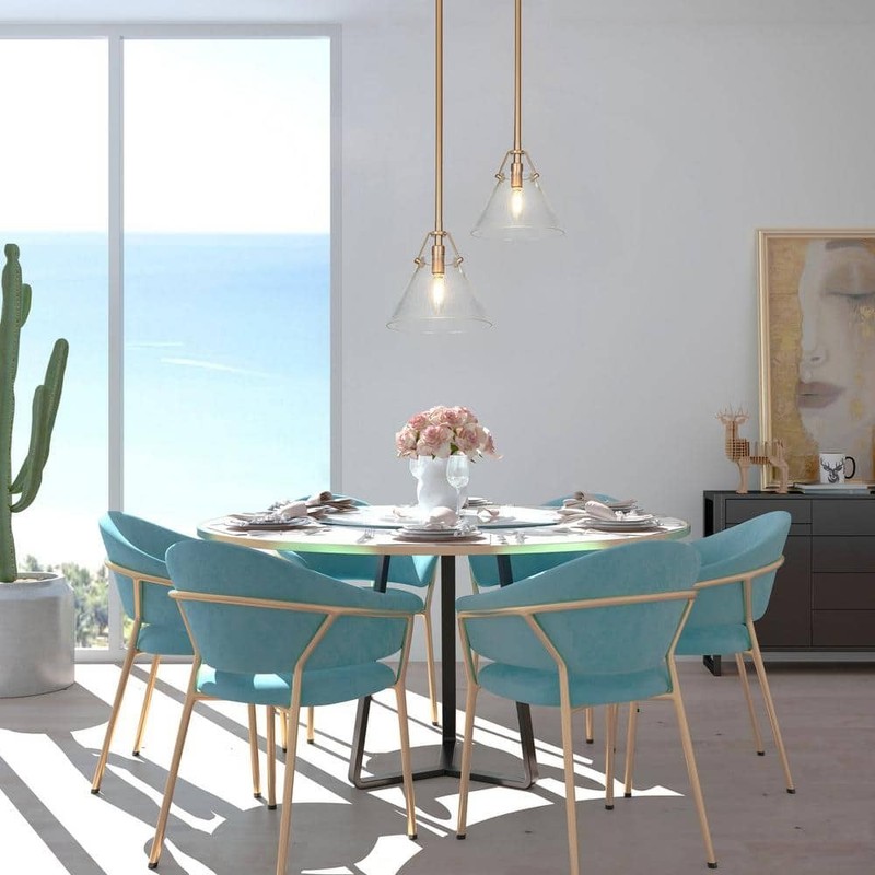 Uolfin Modern Mini Pendant Light, 1-Light Gold Pendant with Seeded Glass Shade - Image 8