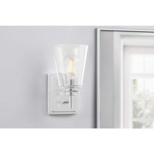 Hampton Bay Wakefield 5.25" 1-Light Chrome Wall Sconce Clear Glass Shade
