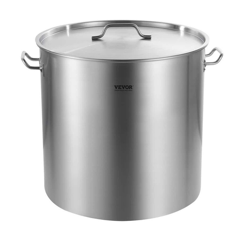 VEVOR 64 qt. Stainless Steel Nonstick Silver Stockpot with Lid