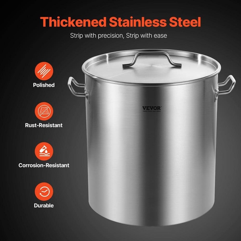 VEVOR 64 qt. Stainless Steel Nonstick Silver Stockpot with Lid - Image 3