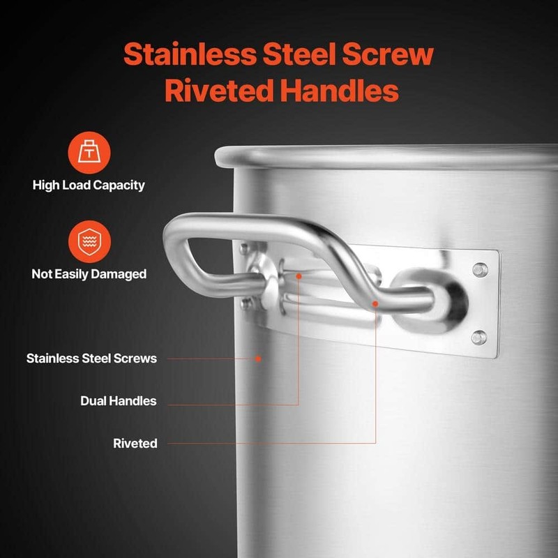 VEVOR 64 qt. Stainless Steel Nonstick Silver Stockpot with Lid - Image 5