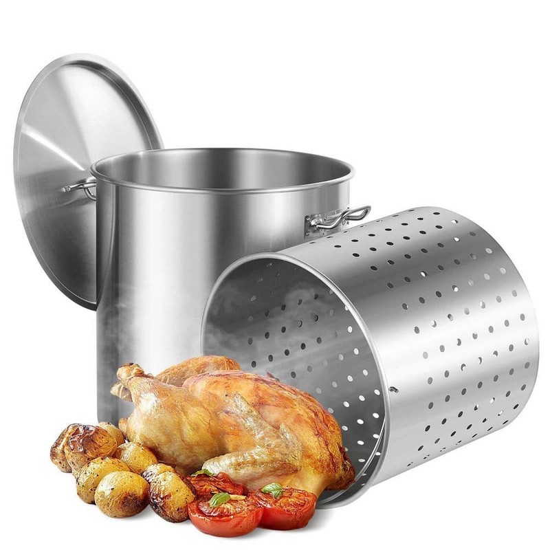 VEVOR 64 qt. Stainless Steel Nonstick Silver Stockpot with Lid - Image 8