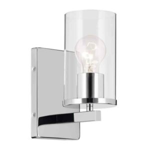 KICHLER Crosby 1-Light Chrome Wall Sconce w/Clear Glass Shade for Bathroom