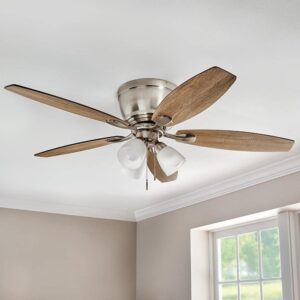 Hampton Bay Sidlow 52" Brushed Nickel LED Indoor Hugger Ceiling Fan w/Light Kit